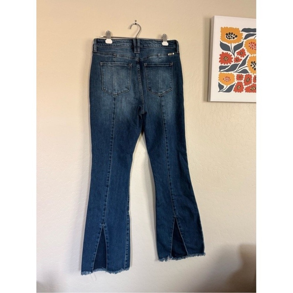 Kancan Flare Jeans Women's Sz 30 Blue Raw Hem Back Slit High Rise 154935 - Picture 5 of 8
